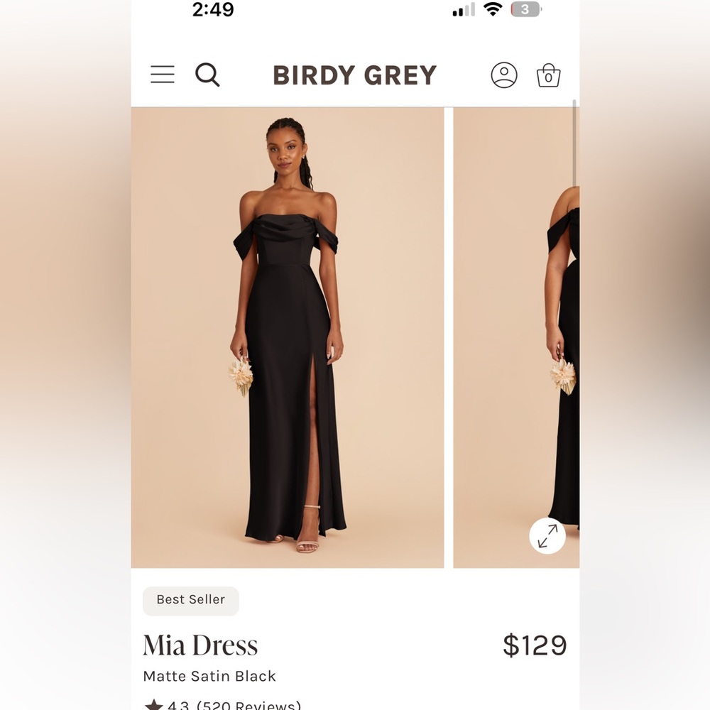 Birdie Grey black satin Mia bridesmaid dress
